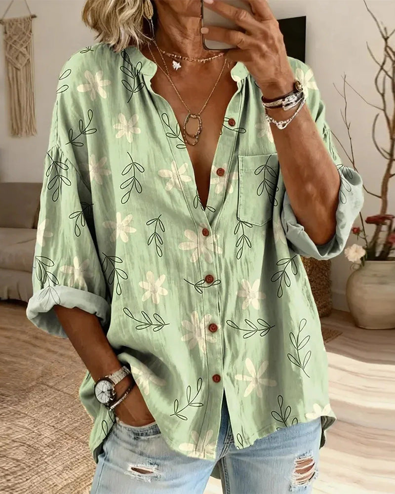 Camicia con colletto stampato, vestibilità comoda