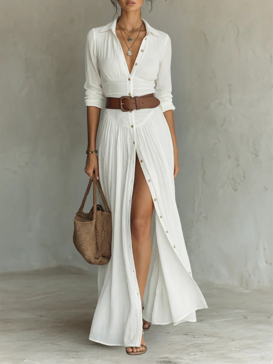 Abito elegante lungo con scollo a V - π cintura in omaggio SOLO PER OGGI! β