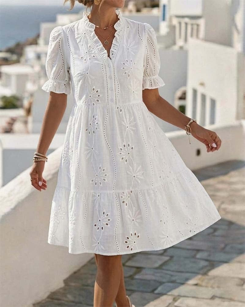 Vestito Ruby in cotone morbido e rifiniture ricamate