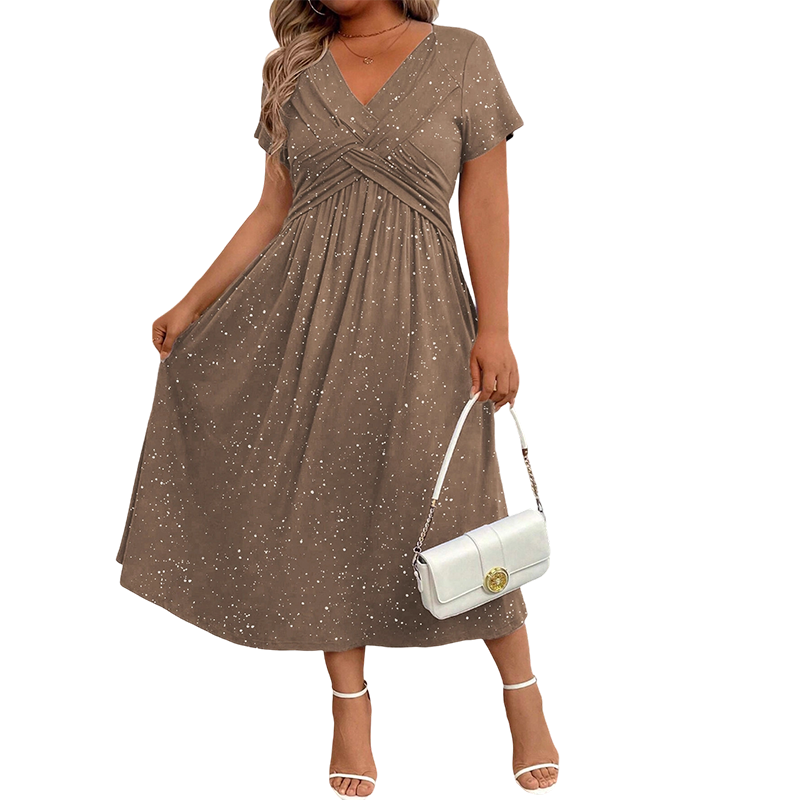 Elegante abito con scollo a V e drappeggio sul davanti✨