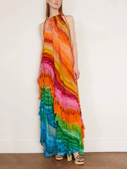 abito lungo stile arcobaleno, fresco ed elegante perfetto per l'estate
