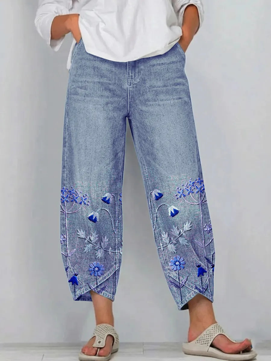 Giada - Jeans a vestibilità comoda con stampa