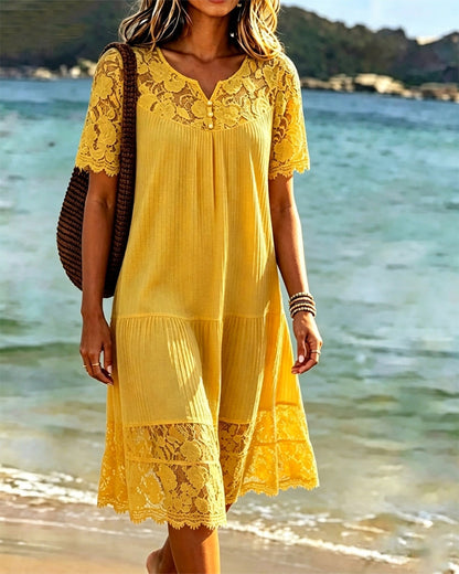 vestito jennifer in cotone con rifiniture in pizzo