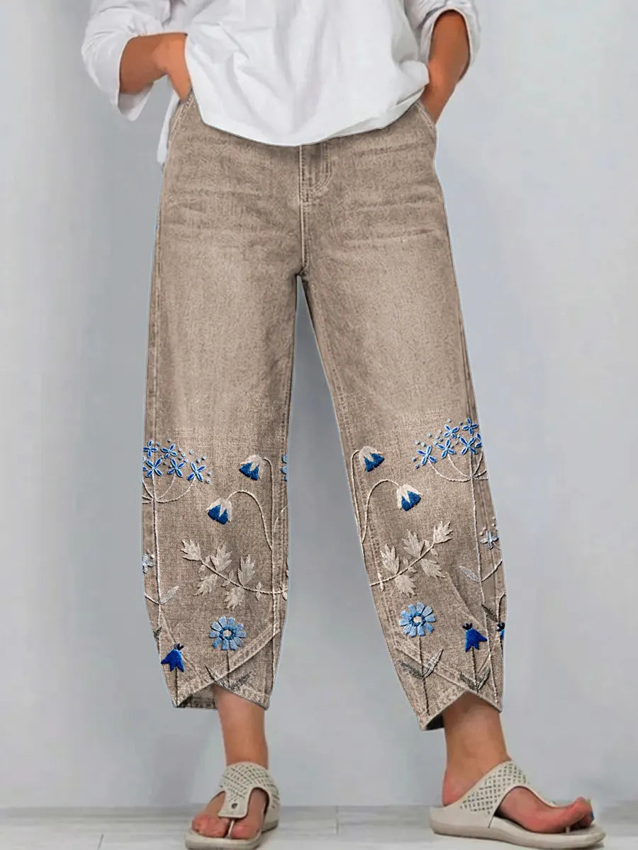 Giada - Jeans a vestibilità comoda con stampa