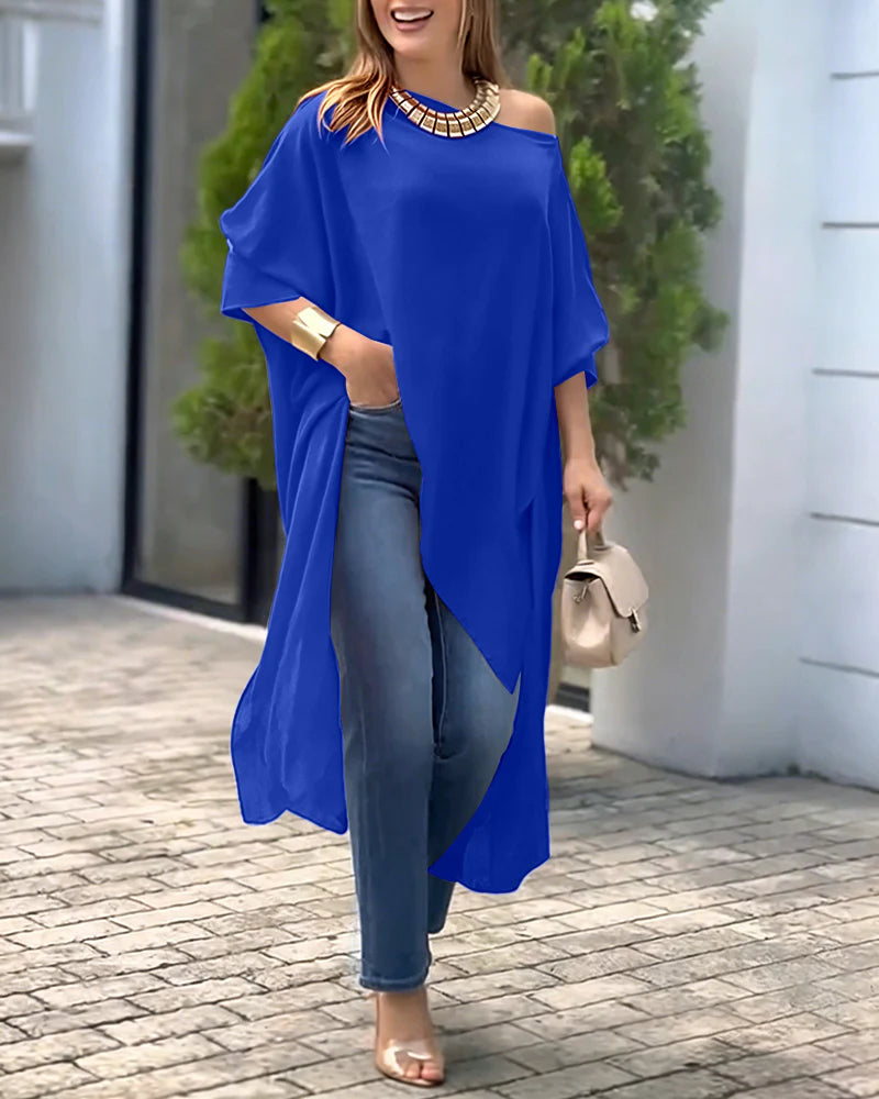 Set jeans e mantella elegante con spacco obliquo in super cotone elastico 😍🖤