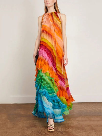 abito lungo stile arcobaleno, fresco ed elegante perfetto per l'estate