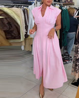 Abito con scollo a V e spacco 🌸