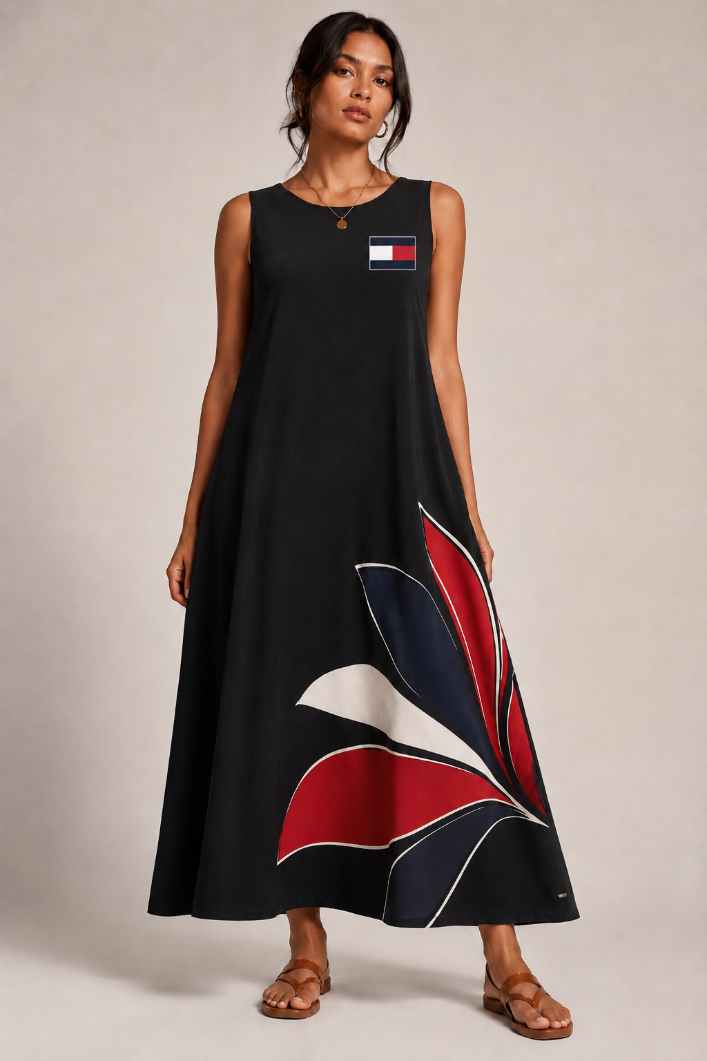 Abito lungo Tommy Hilfiger con Fiore sul basso
