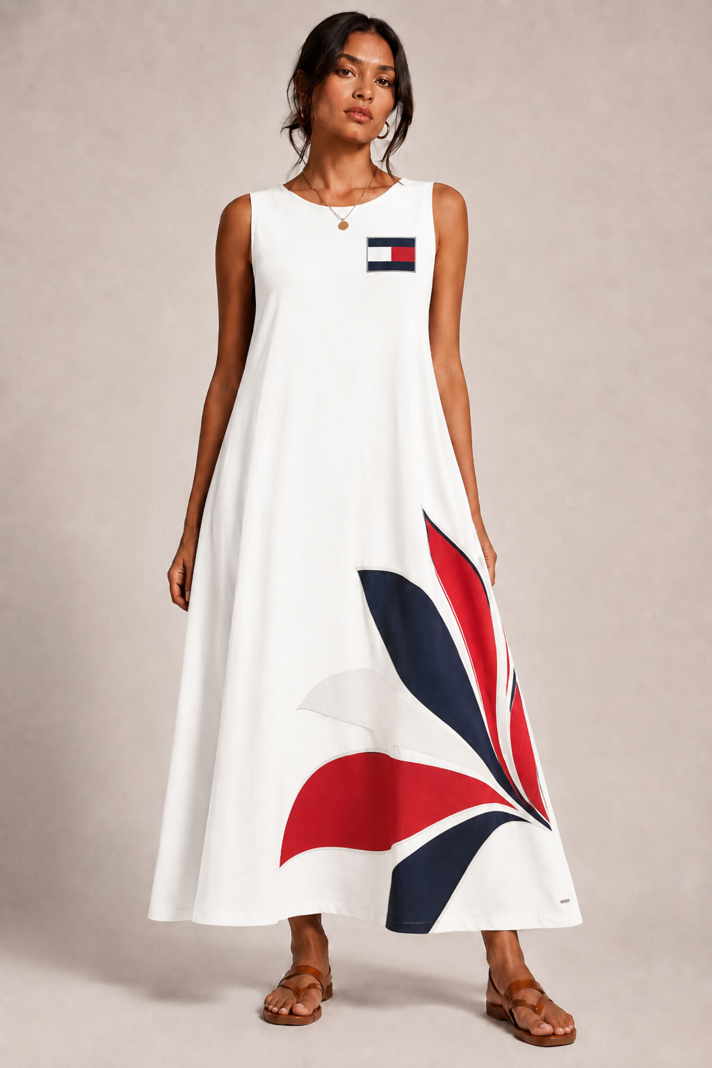 Abito lungo Tommy Hilfiger con Fiore sul basso