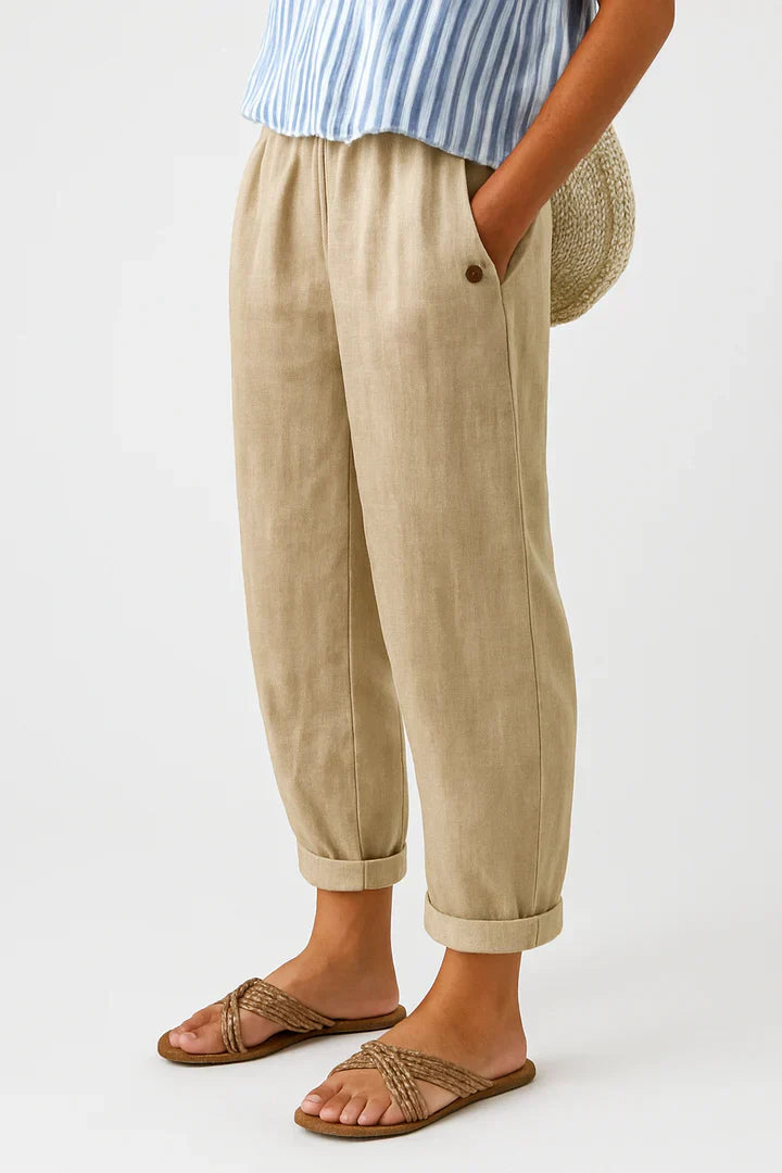 Susan - Pantaloni in misto cotone e lino