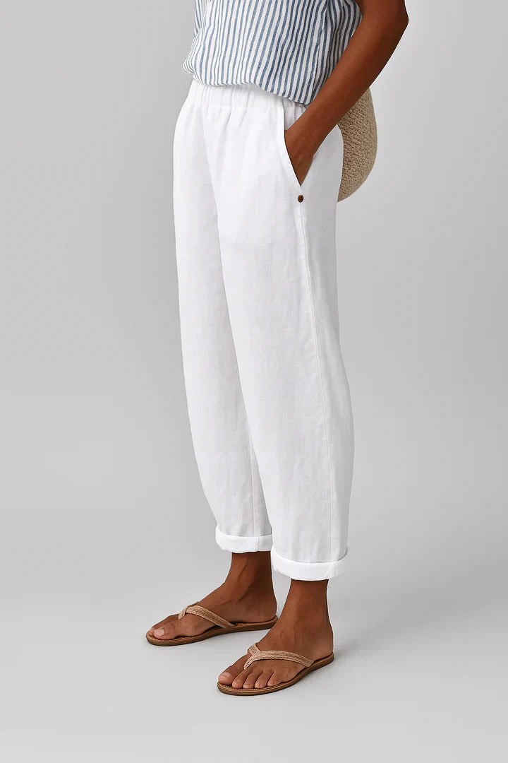 Susan - Pantaloni in misto cotone e lino