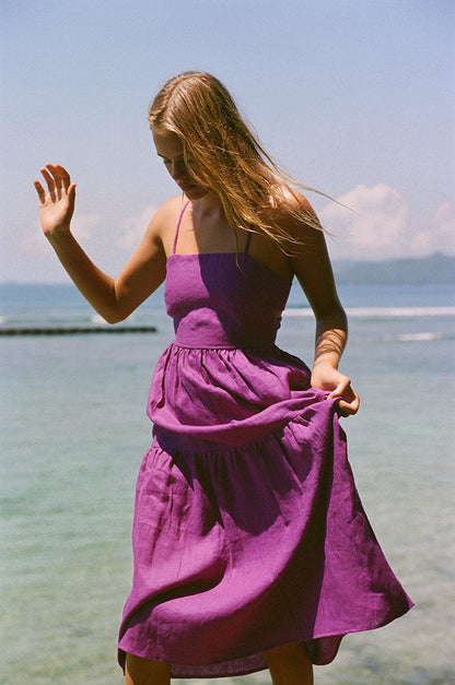 Abito midi JOIE - lino e cotone viola