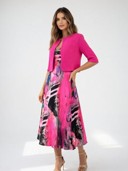 Avelot - Completo elegante con abito midi stampato e bolero