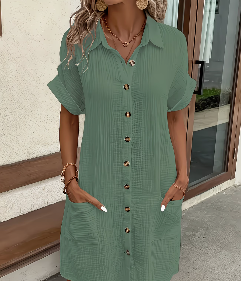 VESTITO ALICIA IN COTONE MISTO VISCOSA CON BOTTONI