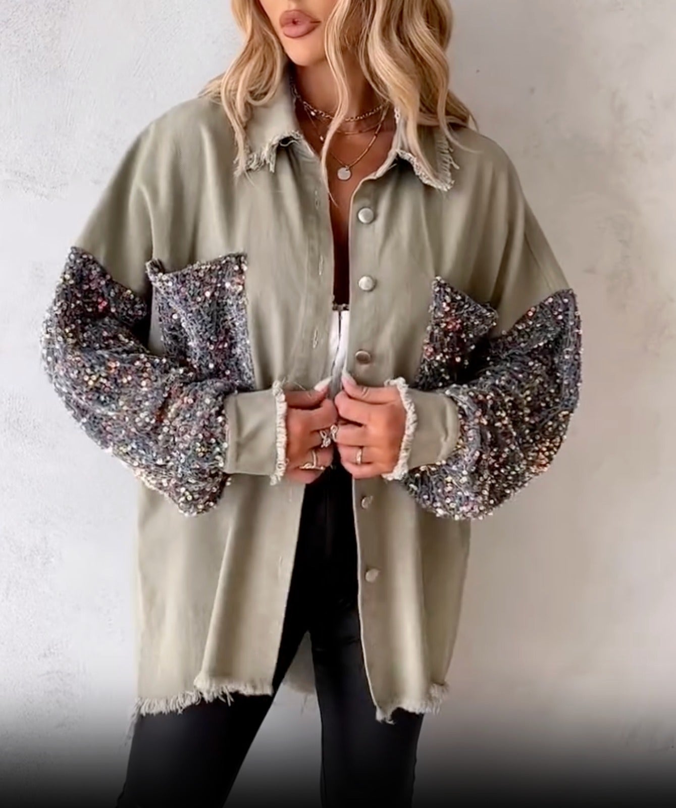 Camicia Wanda in cotone e maniche glitterate