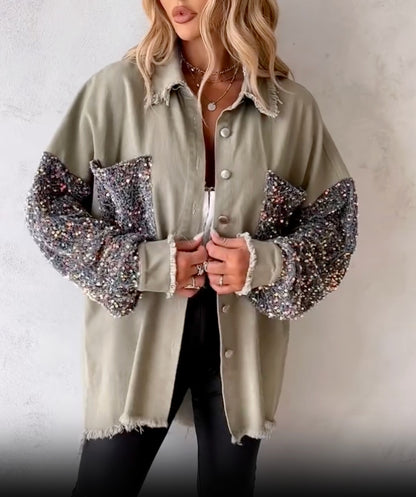 Camicia Wanda in cotone e maniche glitterate