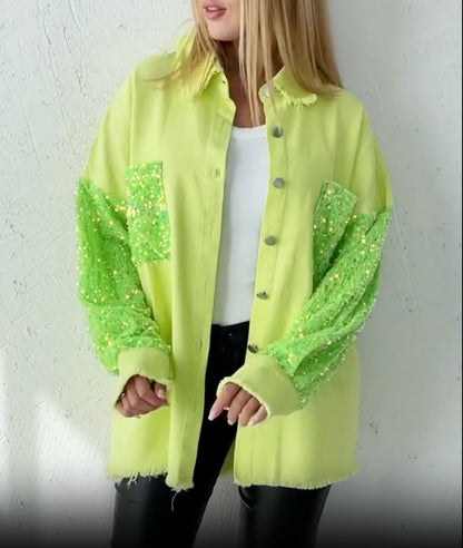 Camicia Wanda in cotone e maniche glitterate