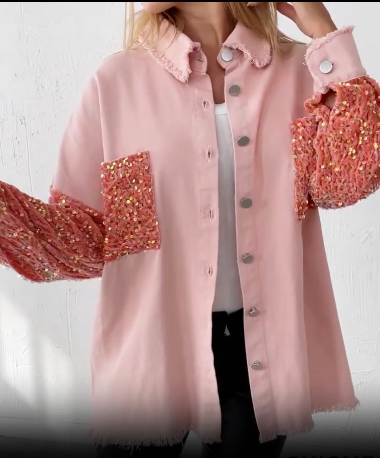 Camicia Wanda in cotone e maniche glitterate