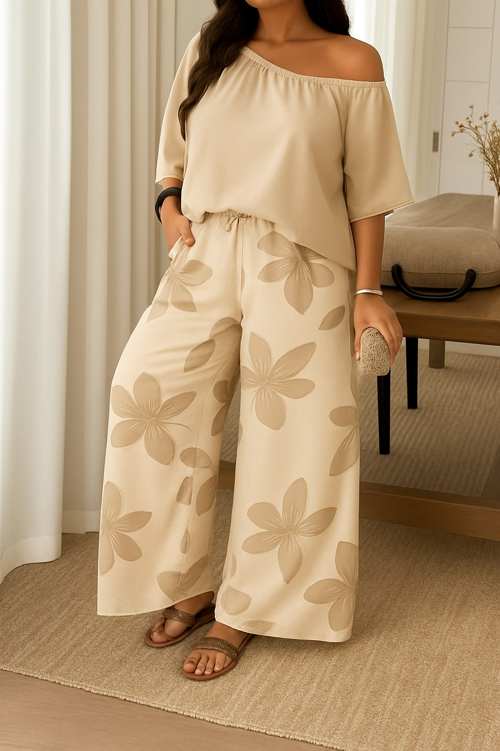 Vestito · Livia · in raso · bohemien elegante, scollo a barca, comodo e fresco 🌸