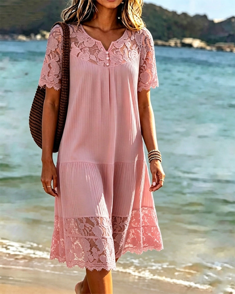 vestito jennifer in cotone con rifiniture in pizzo