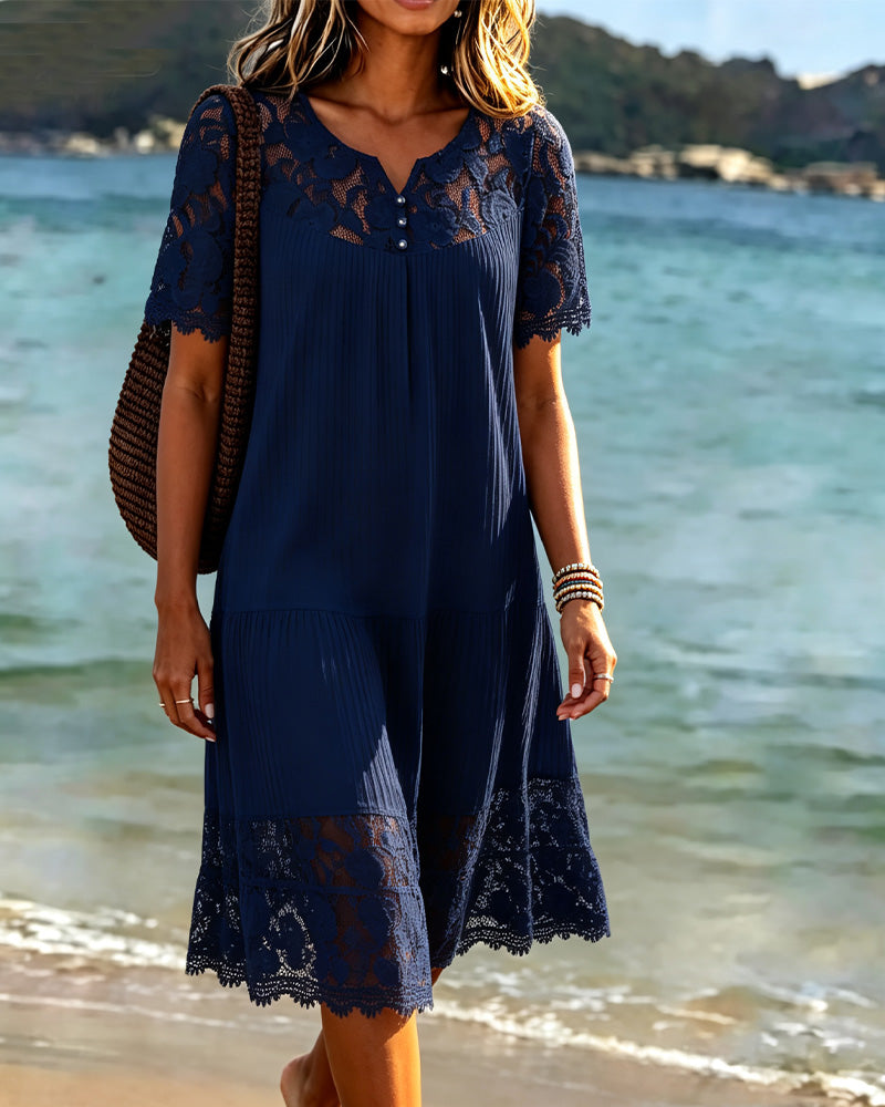 vestito jennifer in cotone con rifiniture in pizzo