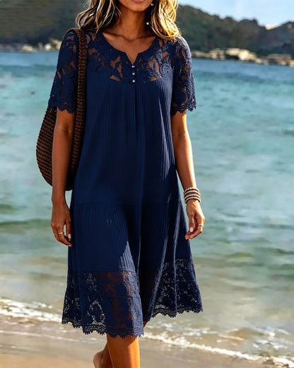 vestito jennifer in cotone con rifiniture in pizzo