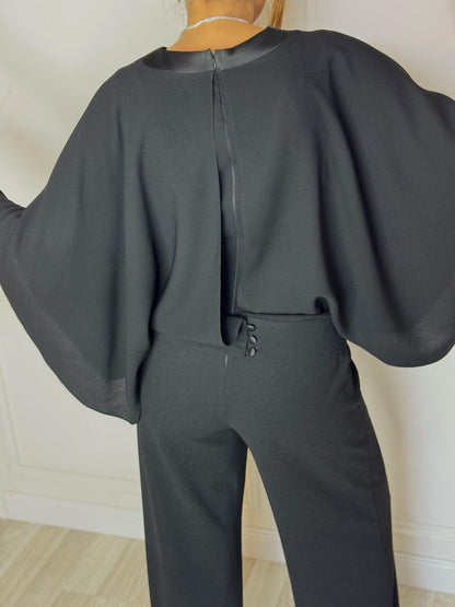 coordinato 2 pezzi in raso, con maniche morbide, fresco ed elegante