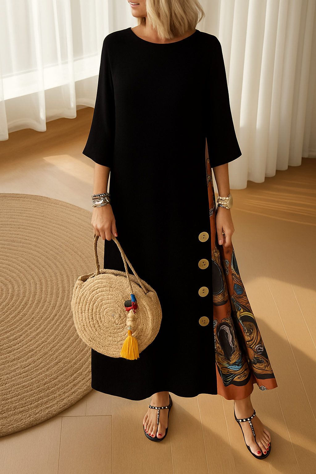 Vestito · Adelina · in cotone · bohemien elegante, bottoni decorativi, comodo e fresco 🌺