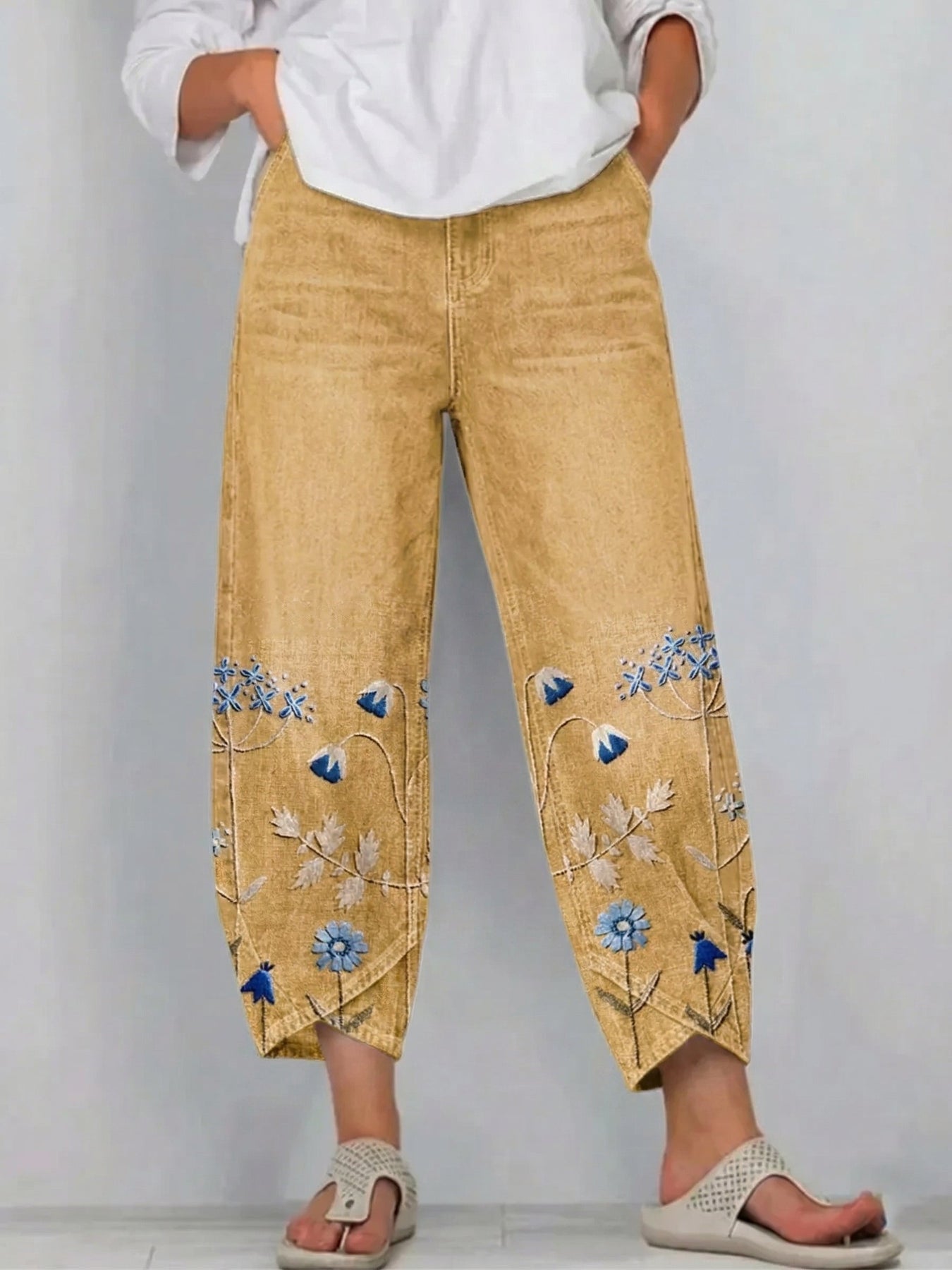 Giada - Jeans a vestibilità comoda con stampa