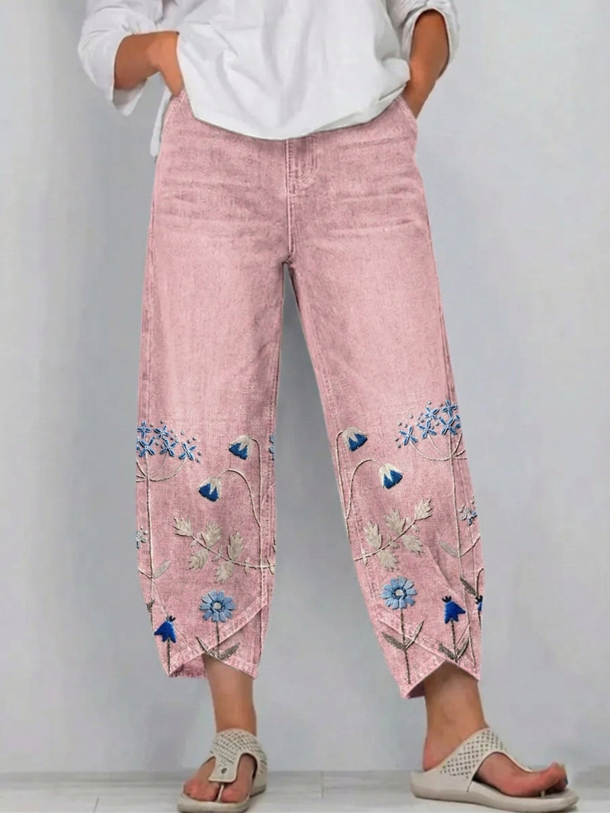 Giada - Jeans a vestibilità comoda con stampa