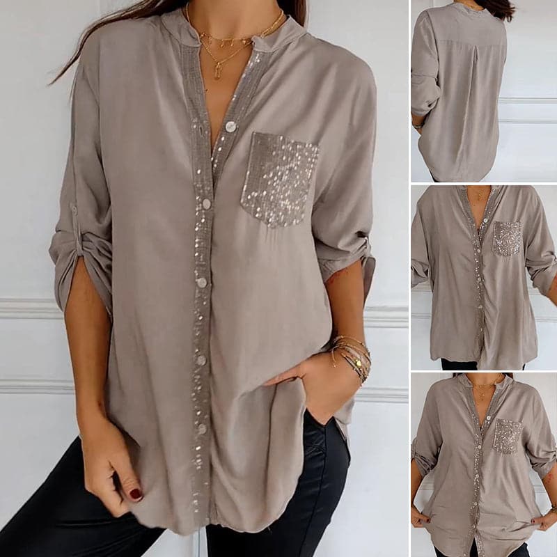 camicia in cotone e viscosa dettagli brillanti