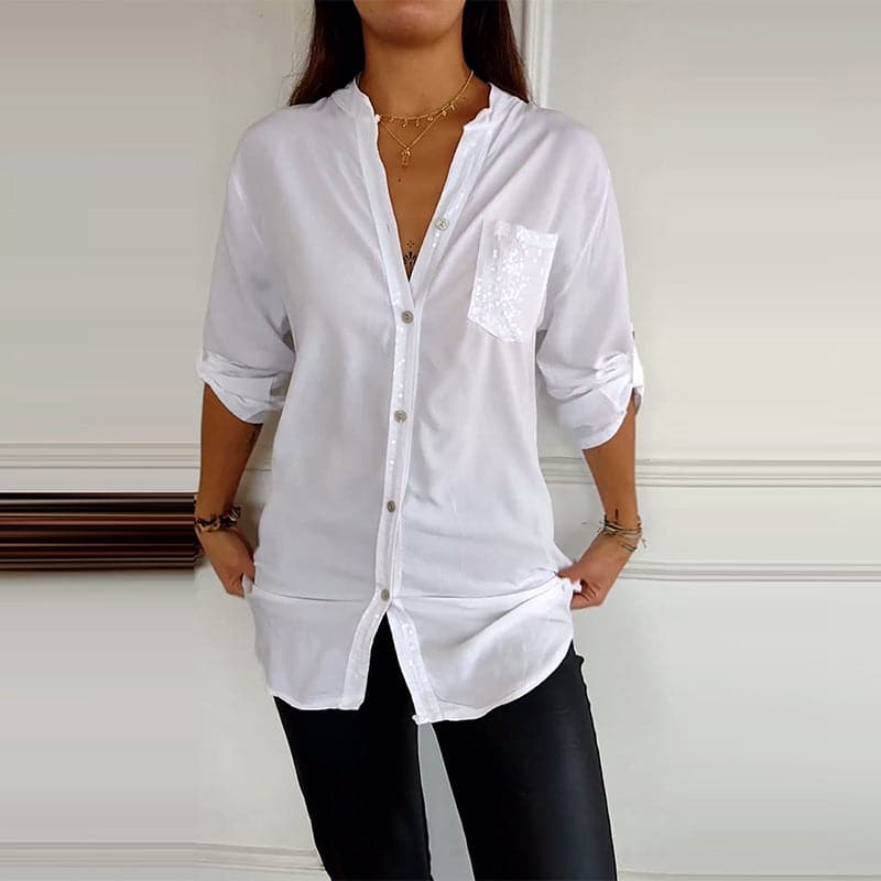 camicia in cotone e viscosa dettagli brillanti