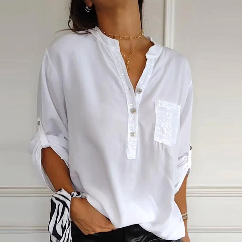 camicia in cotone e viscosa dettagli brillanti