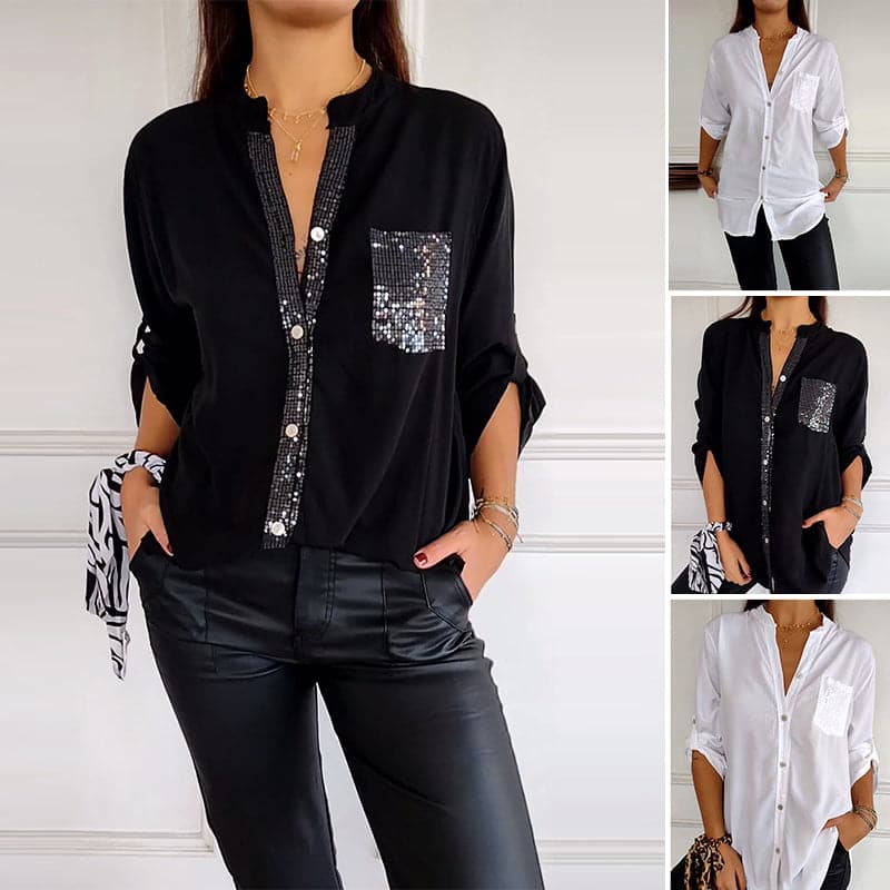 camicia in cotone e viscosa dettagli brillanti