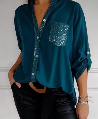 camicia in cotone e viscosa dettagli brillanti