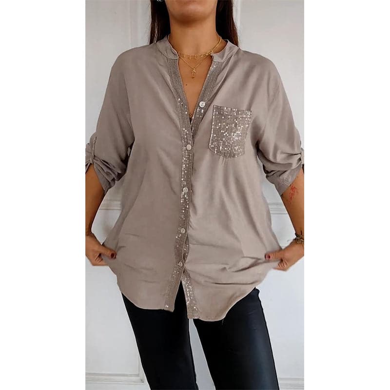 camicia in cotone e viscosa dettagli brillanti