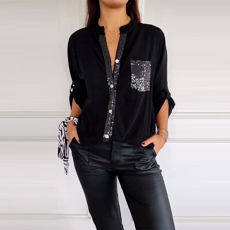 camicia in cotone e viscosa dettagli brillanti