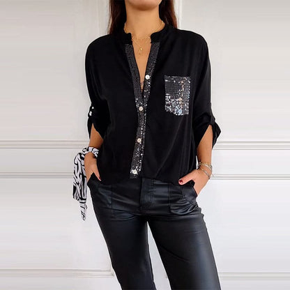 camicia in cotone e viscosa dettagli brillanti