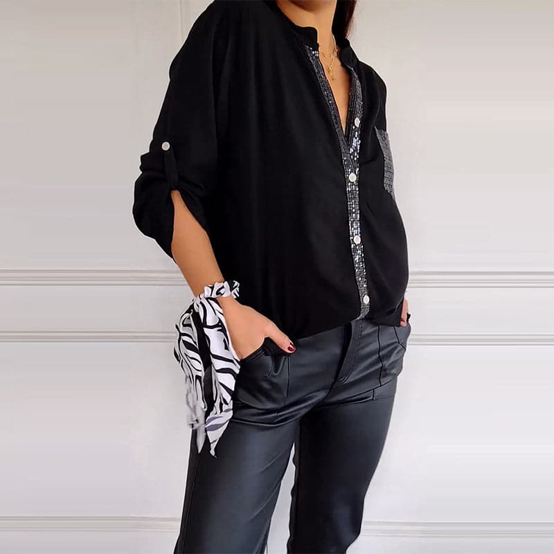 camicia in cotone e viscosa dettagli brillanti