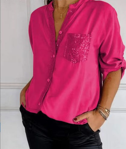 camicia in cotone e viscosa dettagli brillanti