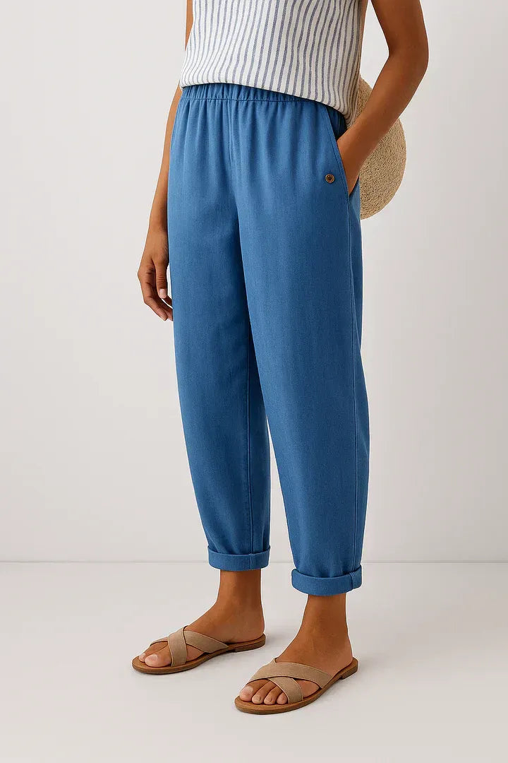 Susan - Pantaloni in misto cotone e lino