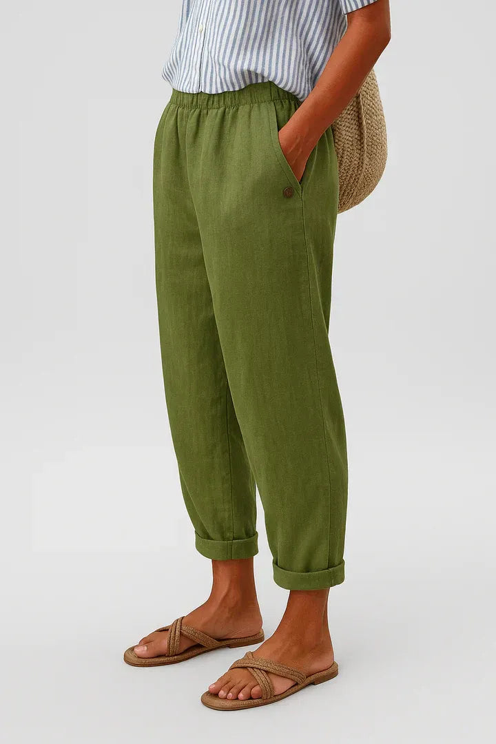 Susan - Pantaloni in misto cotone e lino
