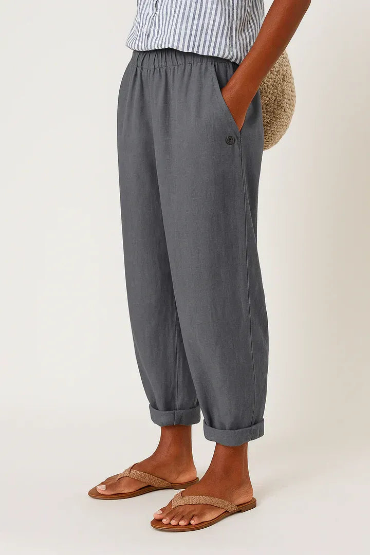 Susan - Pantaloni in misto cotone e lino