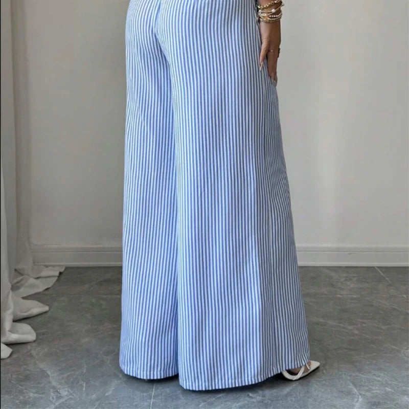 Pantaloni morbidi Rigati con bottoni laterali