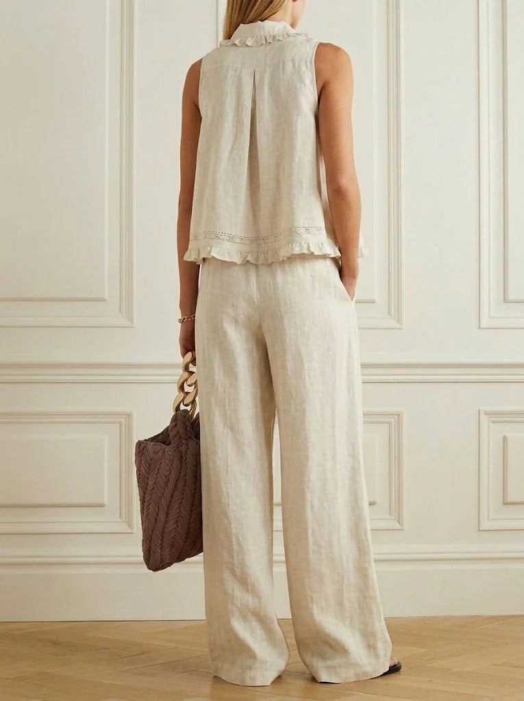 Completo casual e ampio in cotone e lino