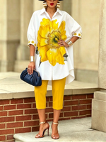 Coordinato Barcelona con stampa fiorata - Camicia + pantalone elastico
