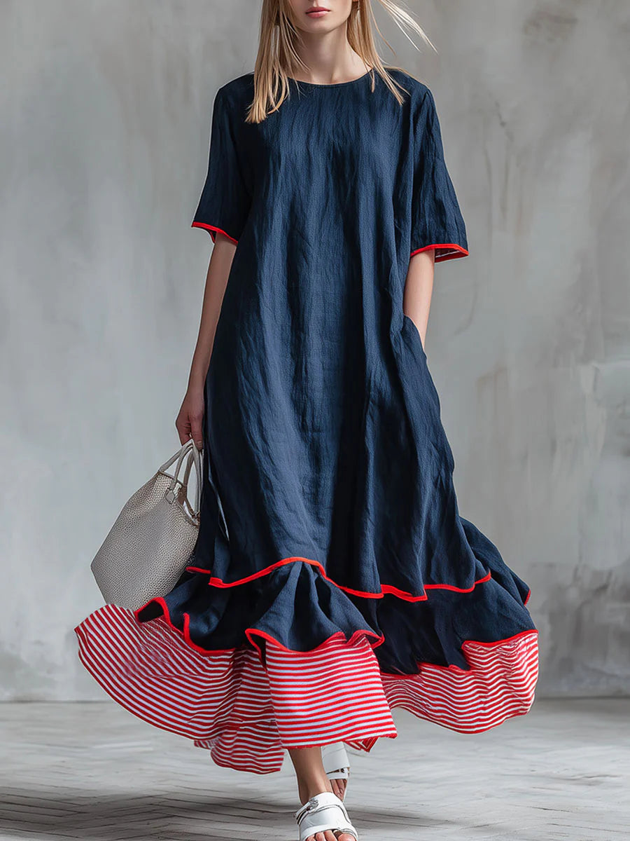 Abito Paris a righe in stile patchwork
