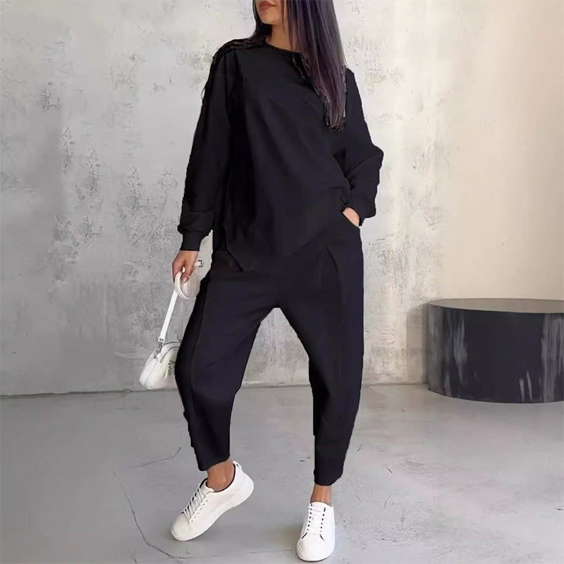 ⁠🌸✨Completo da donna in cotone con felpa a maniche lunghe e pantaloni, elegante