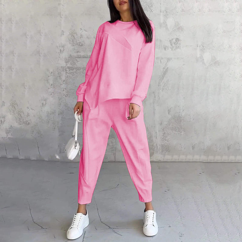 ⁠🌸✨Completo da donna in cotone con felpa a maniche lunghe e pantaloni, elegante
