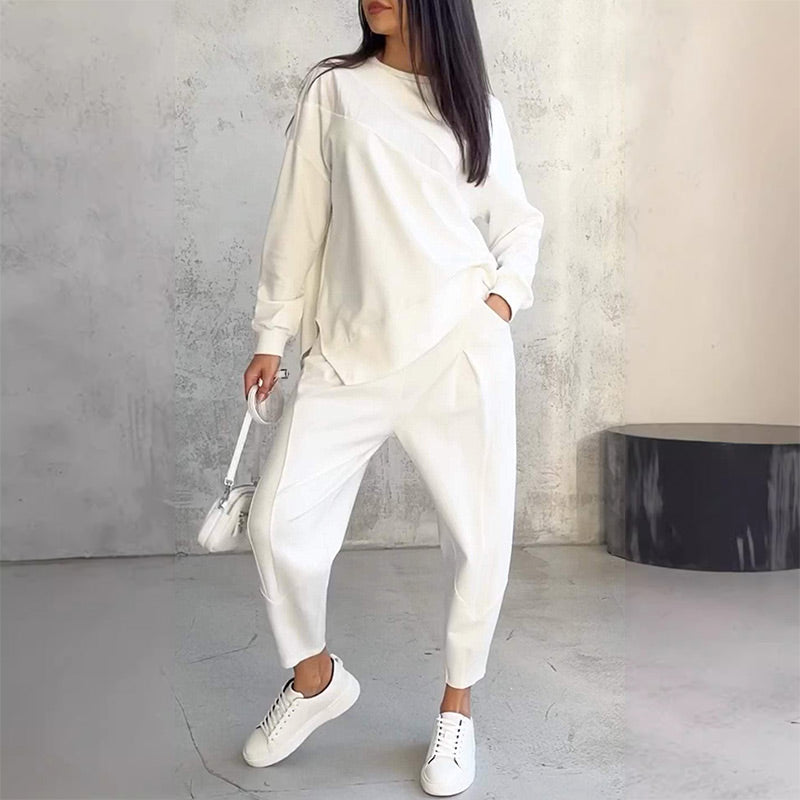 ⁠🌸✨Completo da donna in cotone con felpa a maniche lunghe e pantaloni, elegante